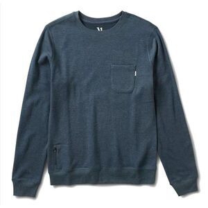 Vuori Men's Jeffrey's Blue Heathered Pullover Crewneck Chest Pocket Sweatshirt L
